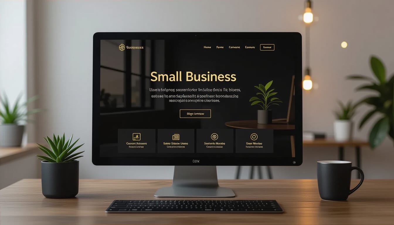 Screen featuring a small business website